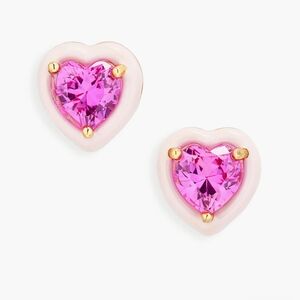 Heart-Shaped Pink and Gold Stud Earrings